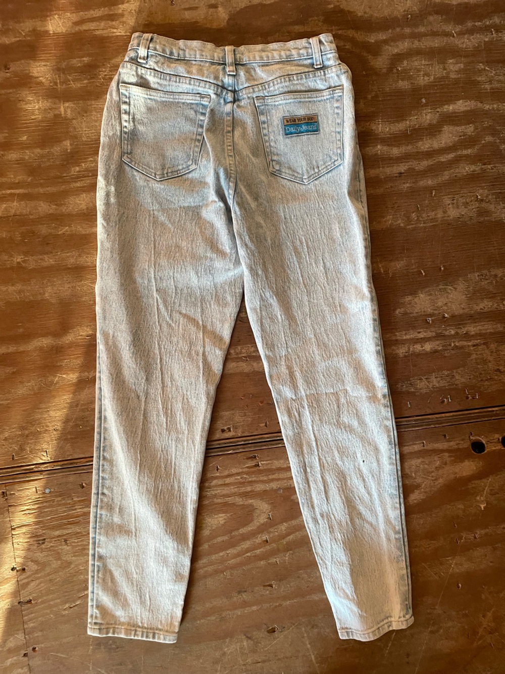 High-Rise Vintage 80’s Acid Wash Jeans with Pink Floral Embroidery - Picture 4 of 9